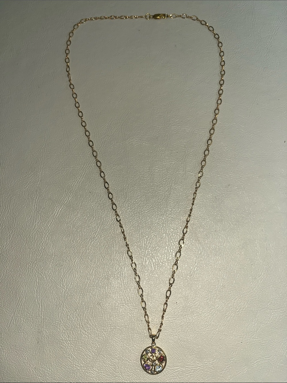 925 Sterling Gold Tone Multicolor Crystal Pendant Necklace